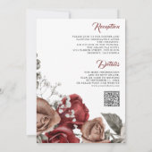 Invitation Russe Bourgogne Roses tout en un Mariage de code Q (Dos)