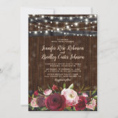 Invitation Russe Bourgogne Rouge Floral Barrel Mariage (Devant)