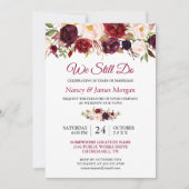 Invitation Russe Bourgogne Rouge Floral Mariage Renouvellemen (Devant)