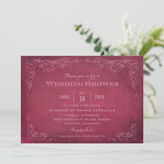 Invitation Russe Bourgogne Rouge Vignoble Wedding shower (Debout devant)