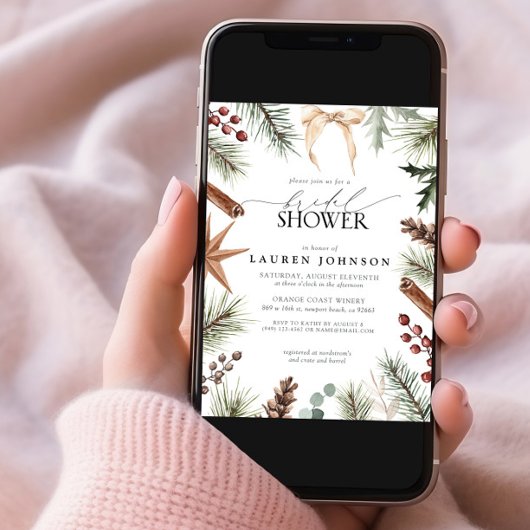 Invitation Russe Bow hiver Fête des mariées de baies À feuill