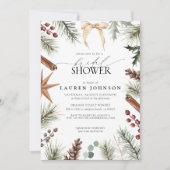 Invitation Russe Bow hiver Fête des mariées de baies À feuill (Devant)