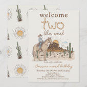Invitation Russe Brown Cowboy Bienvenue Deux Ouest 2e anniver (Devant / Derrière)