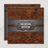 Invitation Russe Brown Cuir Brown Bar Mitzvah (Devant / Derrière)