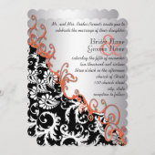 Invitation Russe Brown papier Damask Tangerine Fils (Devant / Derrière)