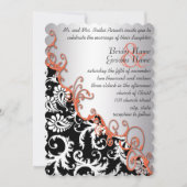 Invitation Russe Brown papier Damask Tangerine Fils (Devant)