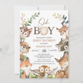 Invitation Russe Brown Vert aquarelle Baby shower bois (Devant)