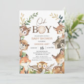 Invitation Russe Brown Vert aquarelle Baby shower bois (Debout devant)