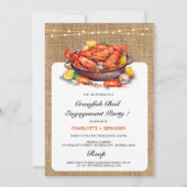 Invitation Russe Burlap Crawfish Boil Engagement (Devant)