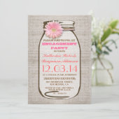 Invitation Russe Burlap Mason Jar Pink (Debout devant)