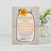 Invitation Russe Burlap Mason Jar Tournesol (Debout devant)