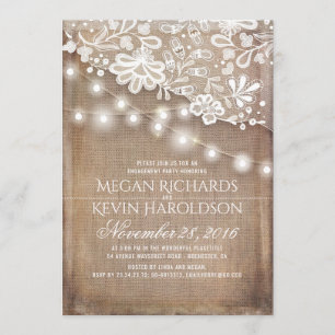 Invitation Russe Burlap String Lights Lance Engagement
