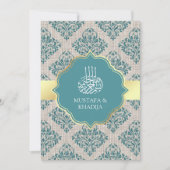 Invitation Russe Burlap Turquoise Damask Mariage musulman (Devant)