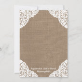Invitation Russe Burlap & White Lace Hen Party (Dos)