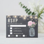 Invitation Russe Chalkboard Peony Floral Mason | Repas RSVP (Debout devant)
