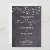 Invitation Russe Chalkboard String lights QR Code Mariage (Devant)