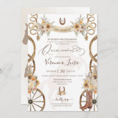 Invitation Russe Charro Floral Boho Pays Quinceanera (Devant / Derrière)