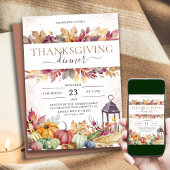 Invitation Russe Citrouille Automne Aquarelle Thanksgiving Dî