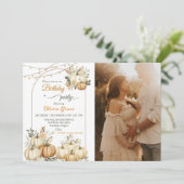 Invitation Russe Citrouille Automne Floral Anniversaire Photo (Debout devant)