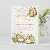 Invitation Russe Citrouille Automne Floral fête d'anniversair (Debout devant)