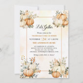 Invitation Russe Citrouille Automne Floral Thanksgiving Dîner (Devant)