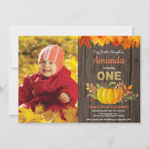 Invitation Russe Citrouille Automne Premier Anniversaire Or