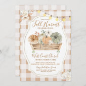 Invitation Russe Citrouille Brown En vichy Automne Harvest Pa (Devant / Derrière)