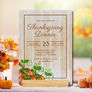 Invitation Russe Citrouilles de bois blanc Thanksgiving Diner