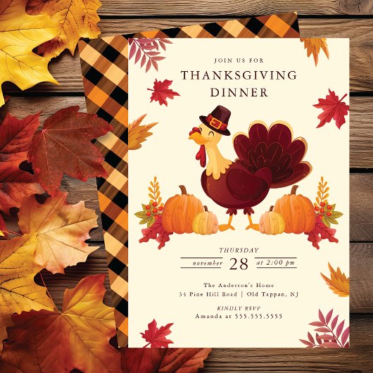 Invitation Russe Citrouilles & Turquie Thanksgiving Invitatio