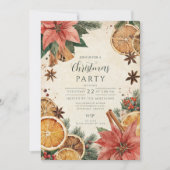 Invitation Russe Citrus Poinsettia Joyeux Noël (Devant)