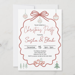 Invitation Russe Coquette Red Green Christmas Party