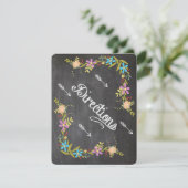 Invitation Russe Coral Aqua Garland Chalkboard Mariage (Debout devant)