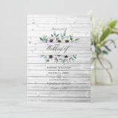 Invitation Russe Country Grange Eucalyptus Anemone Mariage (Debout devant)