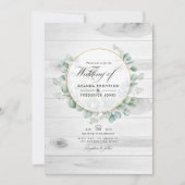 Invitation Russe Country Grange Eucalyptus QR Code Mariage (Devant)