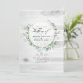 Invitation Russe Country Grange Eucalyptus QR Code Mariage (Debout devant)