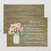 Invitation Russe Country Mason Jar Blush Roses Rose Bouquet (Devant / Derrière)