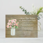 Invitation Russe Country Mason Jar Blush Roses Rose Bouquet (Debout devant)