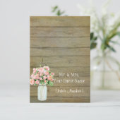 Invitation Russe Country Mason Jar Blush Roses Rose Bouquet (Debout devant)