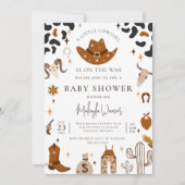 Invitation Russe Cowboy Western Pays Baby shower rose (Devant)