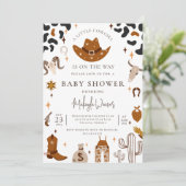 Invitation Russe Cowboy Western Pays Baby shower rose (Debout devant)