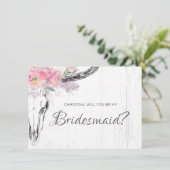 Invitation Russe Crâne de vache Boho Blush rose floral demois (Debout devant)