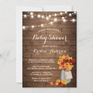 Invitation Russe d'automne quitte Mason Jar Lumières Baby sho