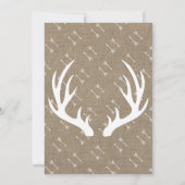 Invitation Russe Deer Antlers Gris & Faux Burlap Baby shower (Dos)