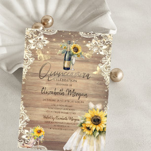 Invitation Russe, Dentelle, Robe, Lumières, Tournesols Quince
