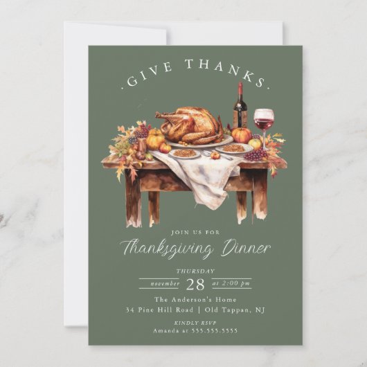 Invitation Russe Donner Merci Thanksgiving Dîner (Devant)