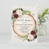 Invitation Russe douche nuptiale bordeaux bleu rose floral (Debout devant)