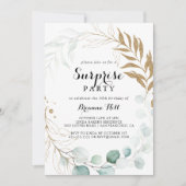 Invitation Russe Eucalyptus Gold Calligraphie Parti surprise (Devant)
