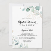 Invitation Russe Eucalyptus Gold Fête des mariées Tea Party (Devant)