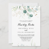 Invitation Russe Eucalyptus Gold Floral Nuestra Boda Mariage (Devant)