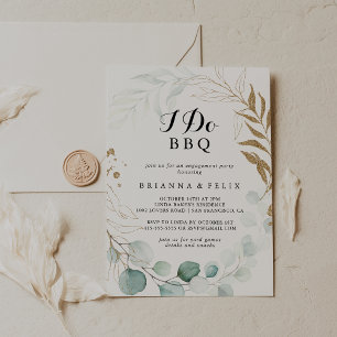 Invitation Russe Eucalyptus Gold I Do BBQ Engagement Party